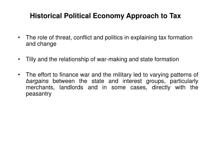 historical political economy approach to tax