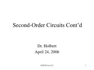 Second-Order Circuits Cont’d