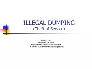 ILLEGAL DUMPING (Theft of Service)