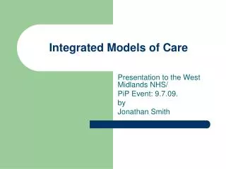 Integrated Models of Care
