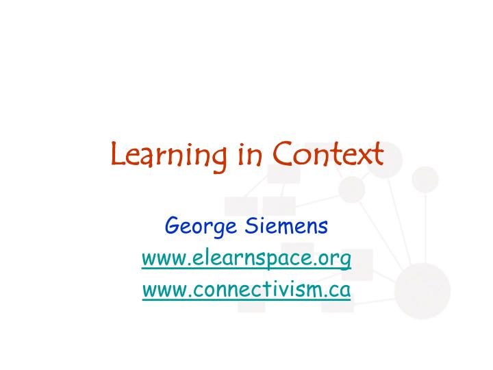 learning in context