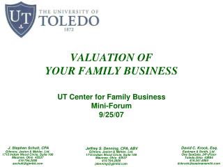 VALUATION OF YOUR FAMILY BUSINESS