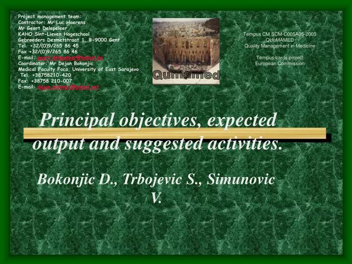 principal objectives expected output and suggested activities
