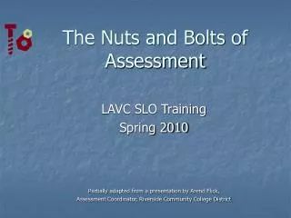 The Nuts and Bolts of Assessment
