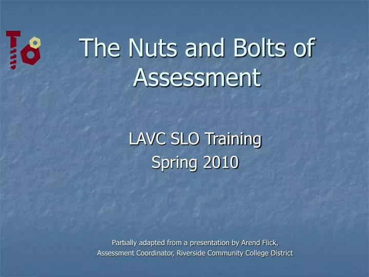 the nuts and bolts of assessment