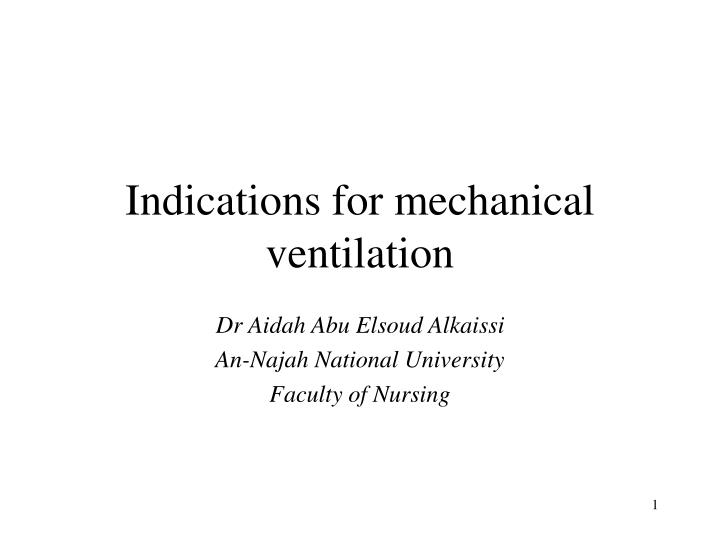 indications for mechanical ventilation