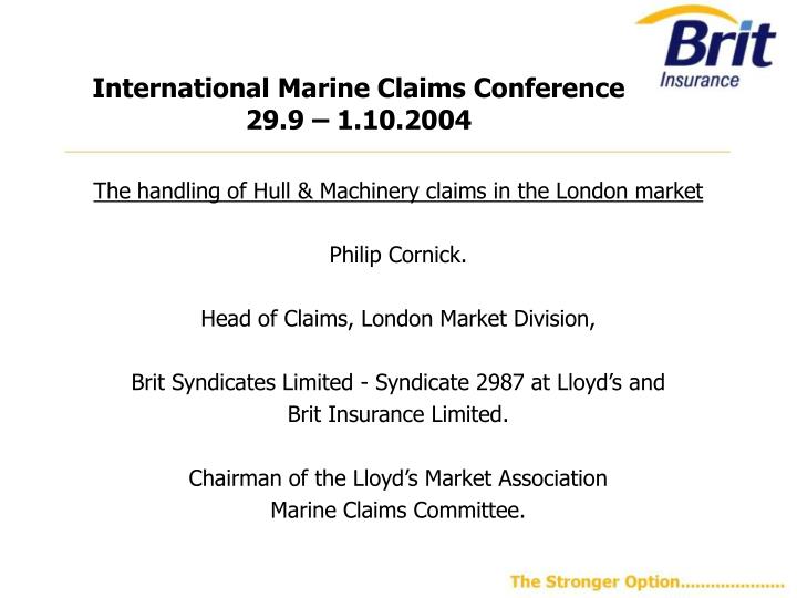 international marine claims conference 29 9 1 10 2004
