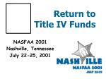 Return to Title IV Funds - slide 1