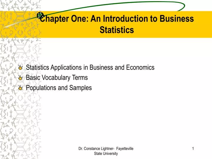 chapter one an introduction to business statistics