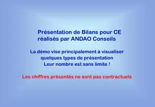 Présentation de Bilans pour CE réalisés par ANDAO Conseils