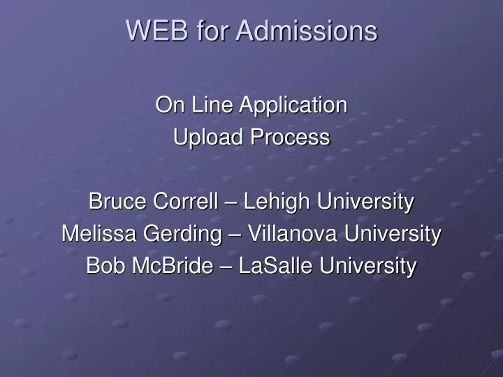 web for admissions