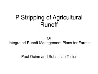 P Stripping of Agricultural Runoff