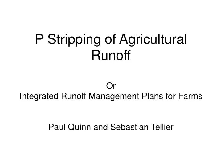 p stripping of agricultural runoff