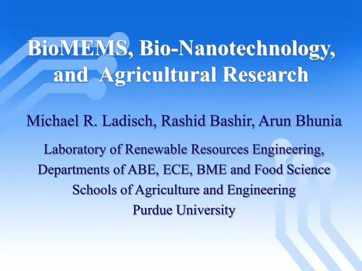 biomems bio nanotechnology and agricultural research