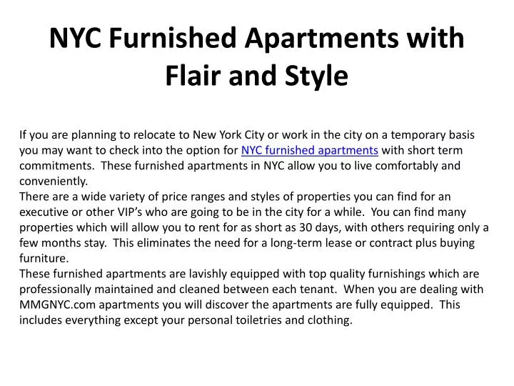 nyc furnished apartments with flair and style