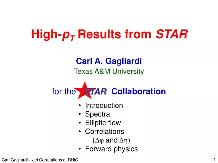 high p t results from star