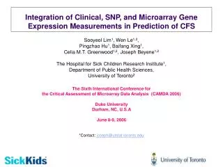 Integration of Clinical, SNP, and Microarray Gene Expression Measurements in Prediction of CFS