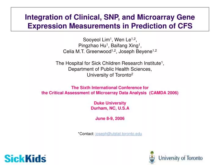 integration of clinical snp and microarray gene expression measurements in prediction of cfs