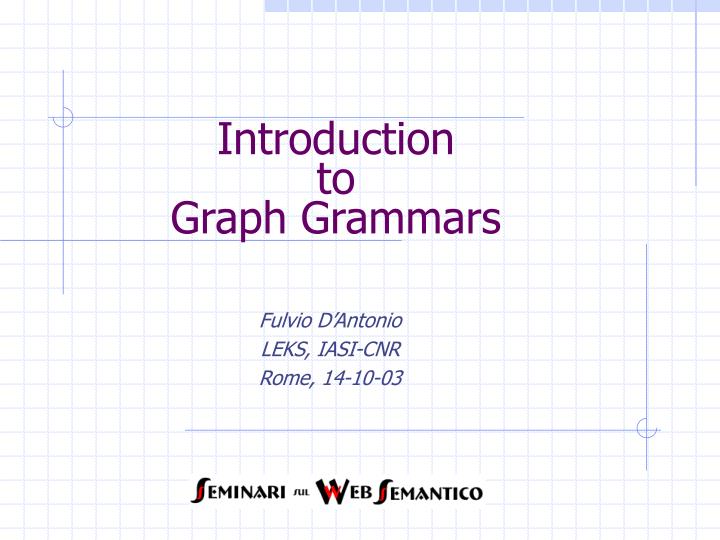 introduction to graph grammars