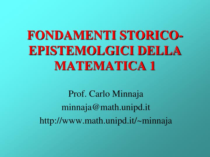 fondamenti storico epistemolgici della matematica 1