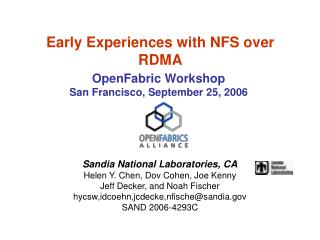 Early Experiences with NFS over RDMA