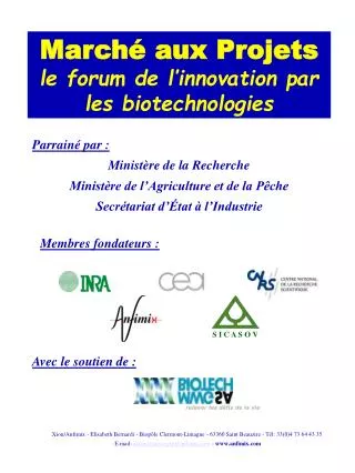Marché aux Projets le forum de l’innovation par les biotechnologies