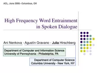 High Frequency Word Entrainment in Spoken Dialogue