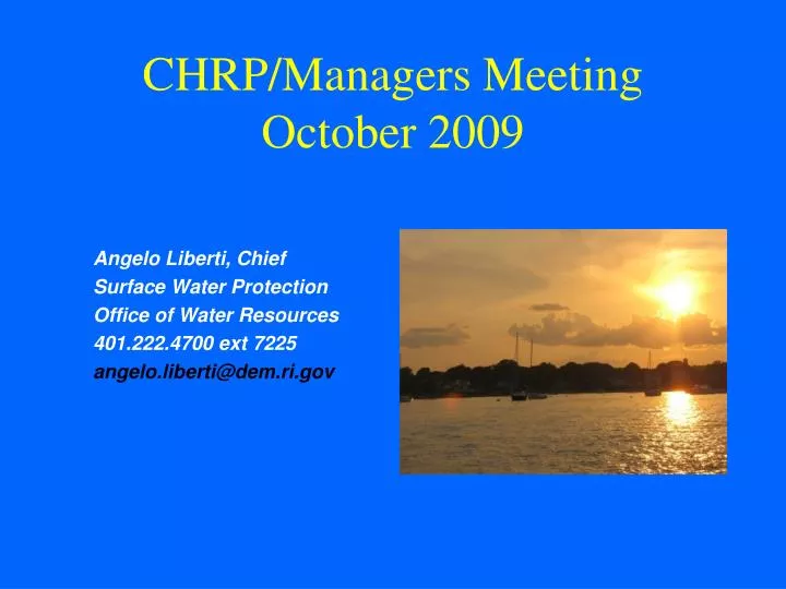 chrp managers meeting october 2009