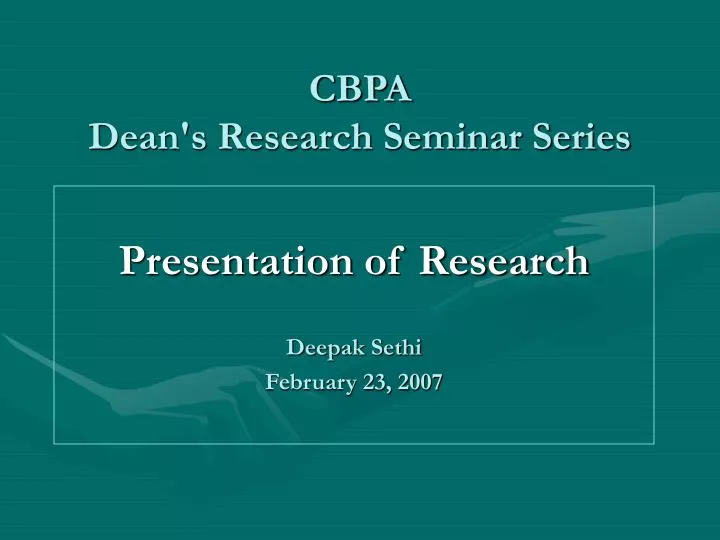 cbpa dean s research seminar series