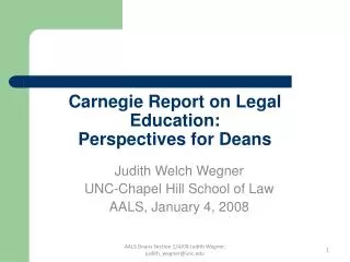 Carnegie Report on Legal Education: Perspectives for Deans
