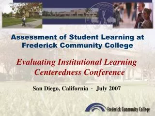 Assessment of Student Learning at Frederick Community College