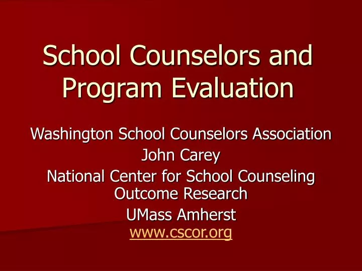 school counselors and program evaluation