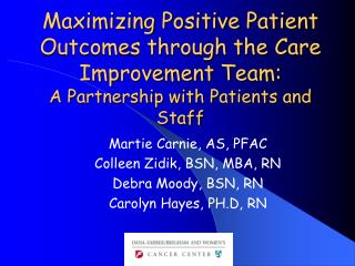 Maximizing Positive Patient Outcomes through the Care Improvement Team: A Partnership with Patients and Staff