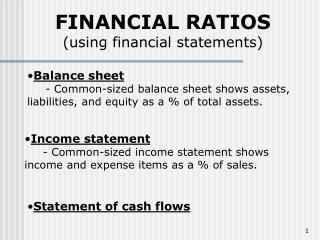 FINANCIAL RATIOS (using financial statements)