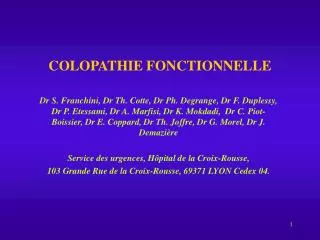 COLOPATHIE FONCTIONNELLE