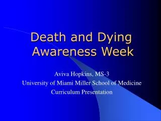 Death and Dying Awareness Week