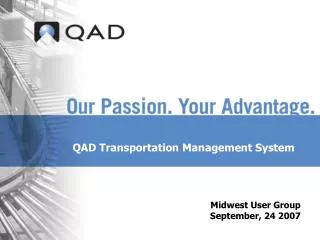 QAD Transportation Management System