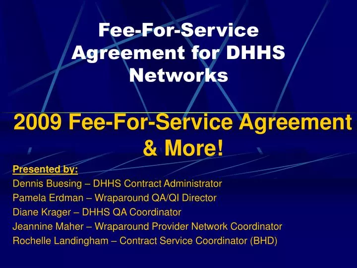 fee for service agreement for dhhs networks