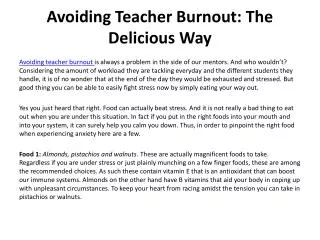 Avoiding Teacher Burnout- The Delicious Way