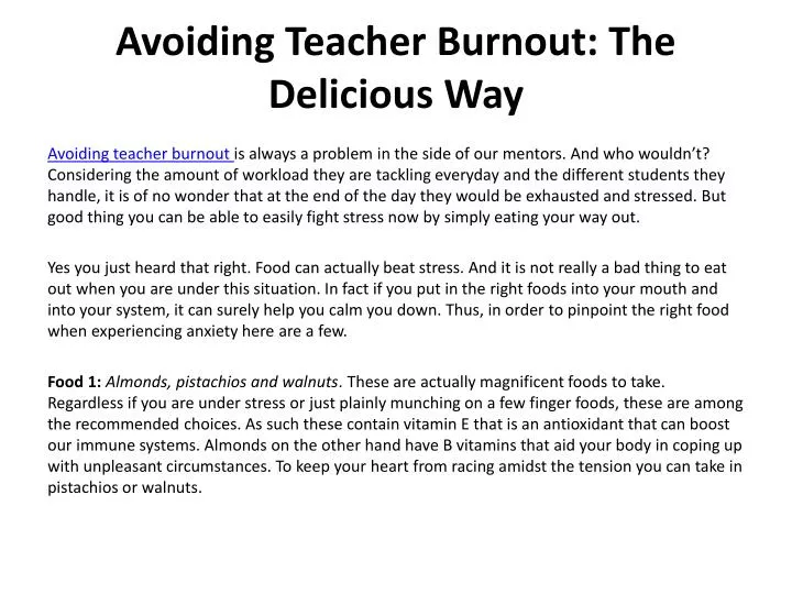 avoiding teacher burnout the delicious way