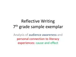 Reflective Writing 7 th grade sample exemplar