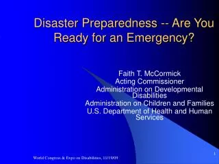 Disaster Preparedness -- Are You Ready for an Emergency?