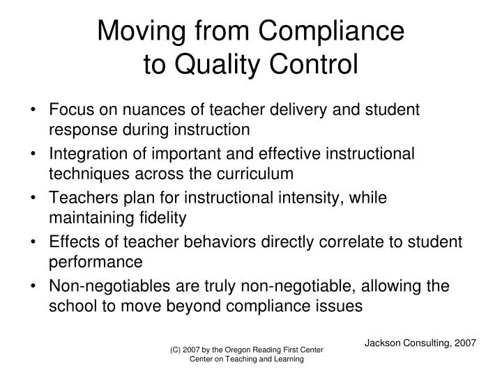 moving from compliance to quality control