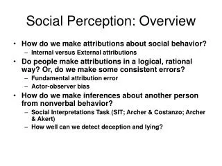 Social Perception: Overview