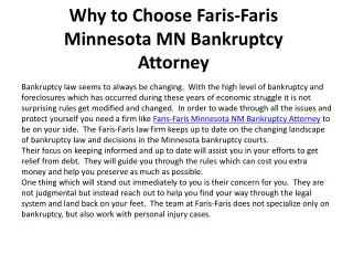 Why to Choose Faris-Faris Minnesota MN Bankruptcy Attorney