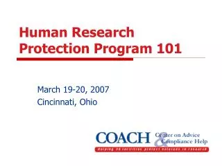 Human Research Protection Program 101