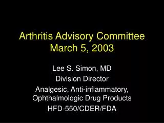 Arthritis Advisory Committee March 5, 2003