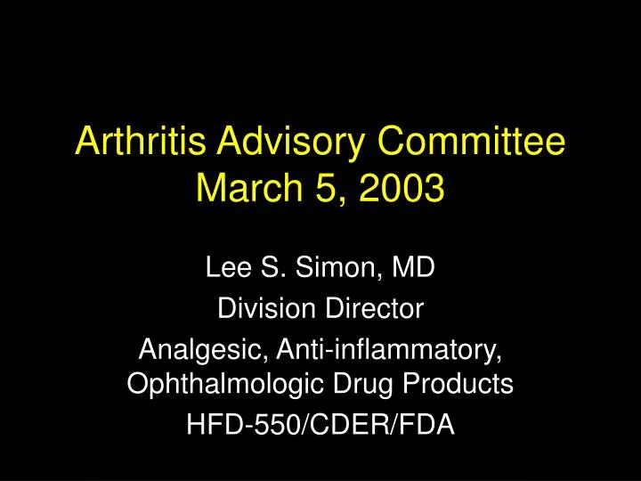 arthritis advisory committee march 5 2003