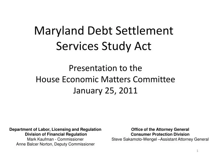 maryland debt settlement services study act