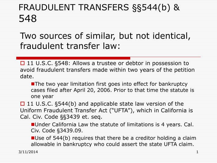 fraudulent transfers 544 b 548
